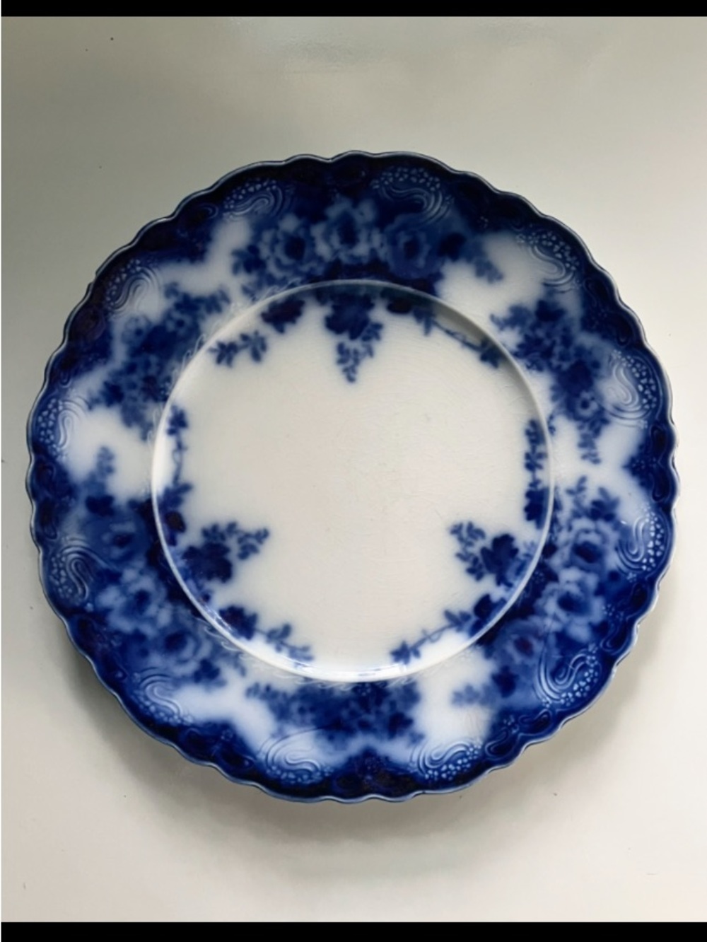 1890’s Antique Alfred Meakin England “Devon” Flow Blue Porcelain Salad Plate